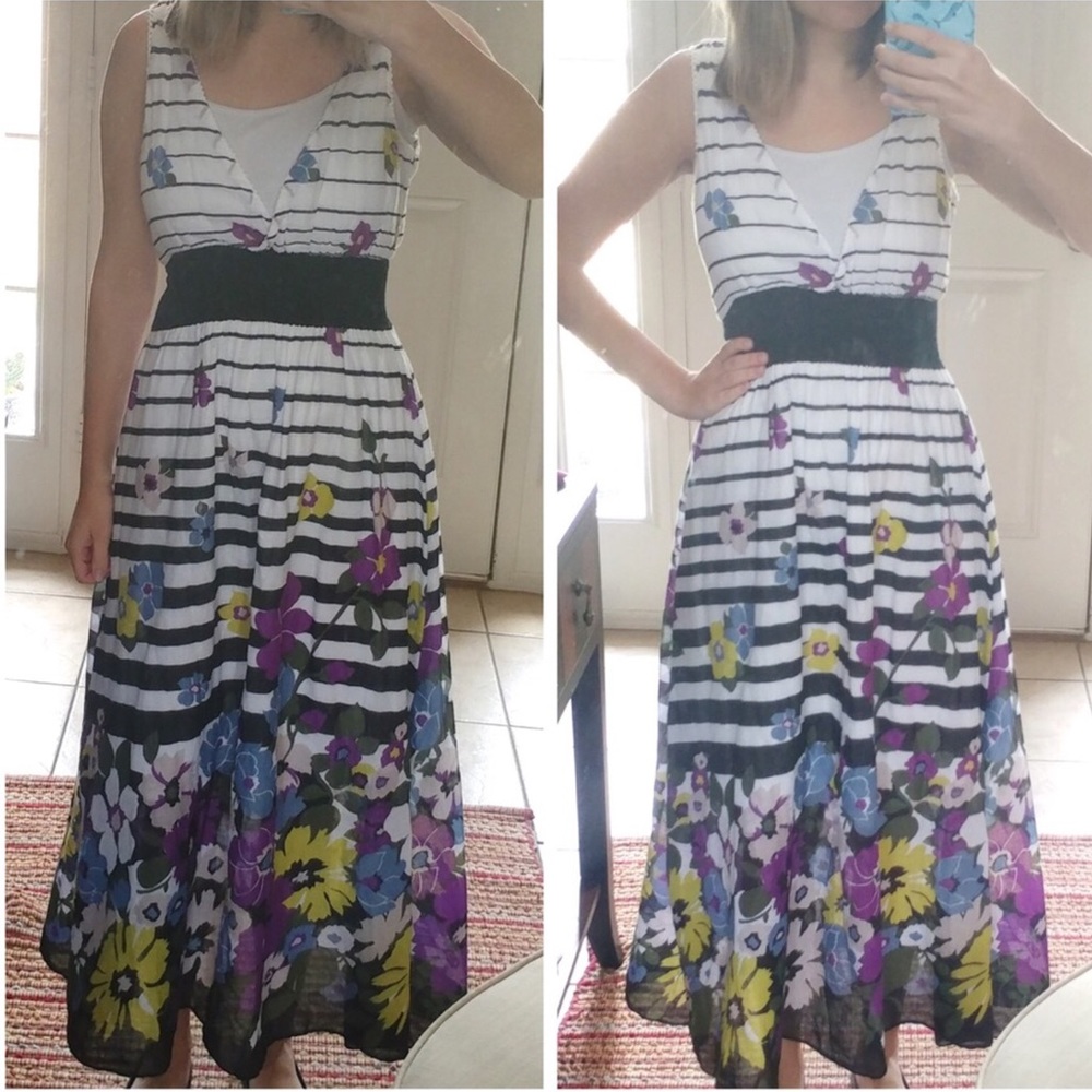 Size L Floral & Stripped Maxi Dress